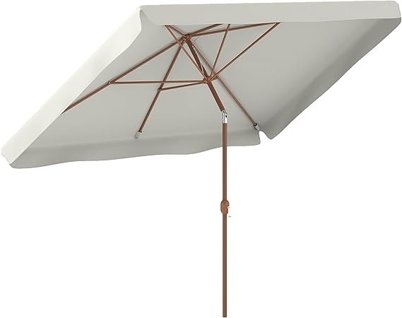 Outsunny Sombrilla Rectangular 300x200 cm – Parasol de Terraza con Protección UV y Ángulo Ajustable