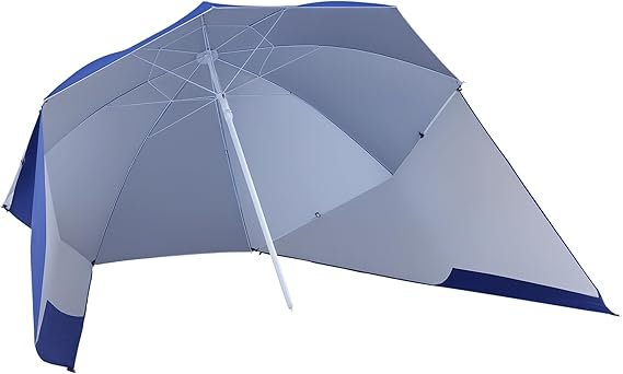 Outsunny Sombrilla de Playa 2 en 1 – Parasol con Paneles Laterales y Bolsa de Transporte