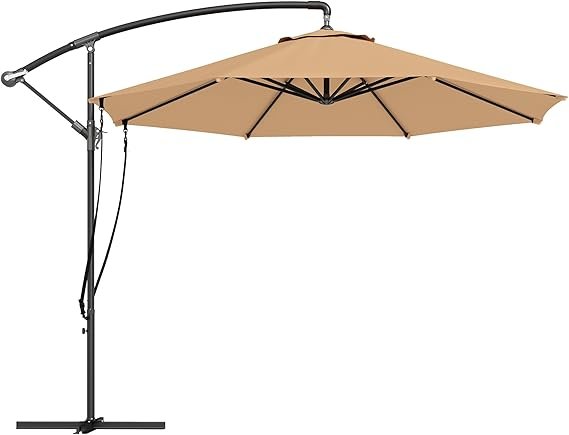 Outsunny Parasol Excéntrico Ø290 cm – Sombrilla de Jardín con Base Cruzada y Protección UV 50+