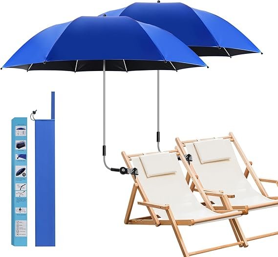 Panthem Sombrilla para Silla con Abrazadera – UPF 50+ y Ajuste 360° para Playa, Balcón o Jardín