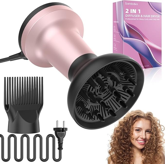 Bartrimber 2 en 1: Secador con difusor ideal para pelo rizado