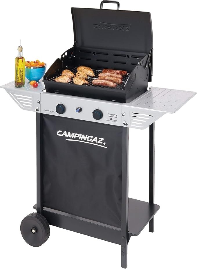 Campingaz Xpert 100 L – Barbacoa de gas con 2 quemadores y carro con ruedas