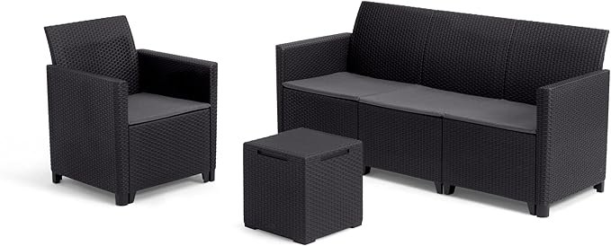 Conjunto de jardín Keter Nora – 4 plazas + mesa de almacenaje