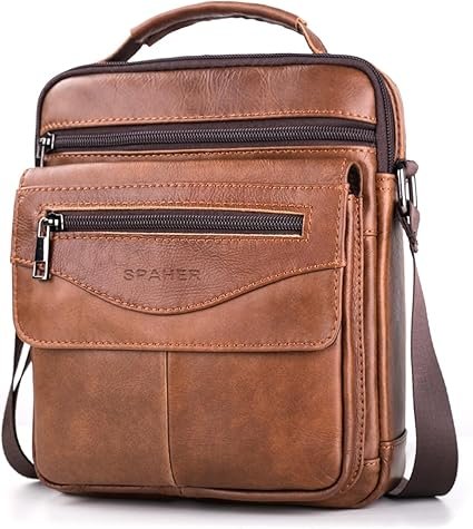 SPAHER Bandolera de Cuero Hombre – Estilo clásico y gran capacidad