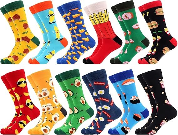 WeciBor – Pack 12 calcetines divertidos de colores para hombre