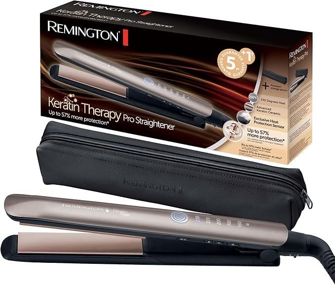 Remington S8593 Keratin Therapy Pro – Placas extralargas y deslizamiento ultra suave