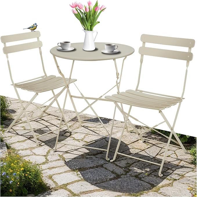 TecTake® Conjunto Mesa de Bistró y 2 Sillas Plegables