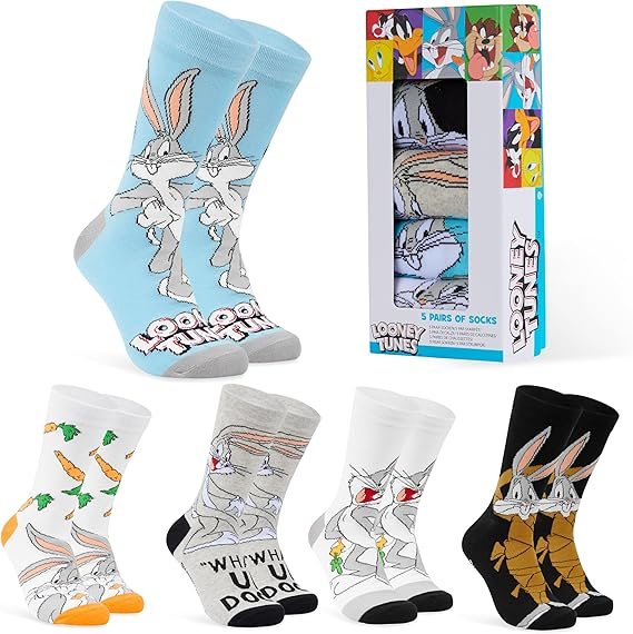 Looney Tunes – Pack de 5 calcetines divertidos para hombre (40-45)